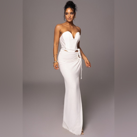 JLUXLABEL White Destination Linen Skirt Set - Picture 1 of 1